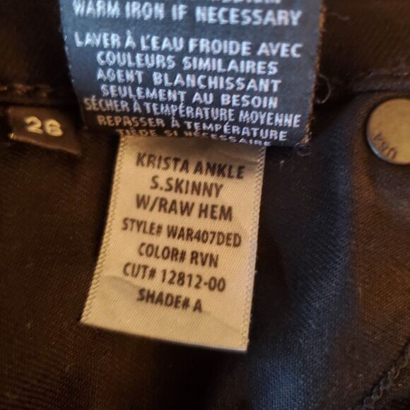 Hudson Krista Low/Mid-Rise Super Skinny Jeans Stretch Denim Raw Hem Black Sz 26 - Picture 7 of 7